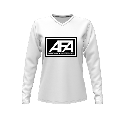 [FTLVPTWH-FYXS-LOGO2] Decker Performance T-Shirt (Female Youth XS, White, V Neck, Logo 2, Long Sleeve)