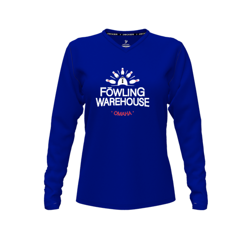 [FTLVPTRY-FYXS-LOGO1] Decker Performance T-Shirt (Female Youth XS, Royal, V Neck, Logo 1, Long Sleeve)